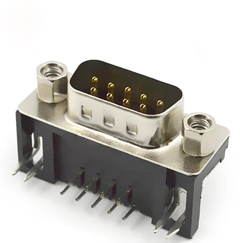 

5pcs VGA Video Socket Connector Display Socket D-SUB 9-pin DR Male Fork Riveting Lock 8.1mm Serial Port 9-pin