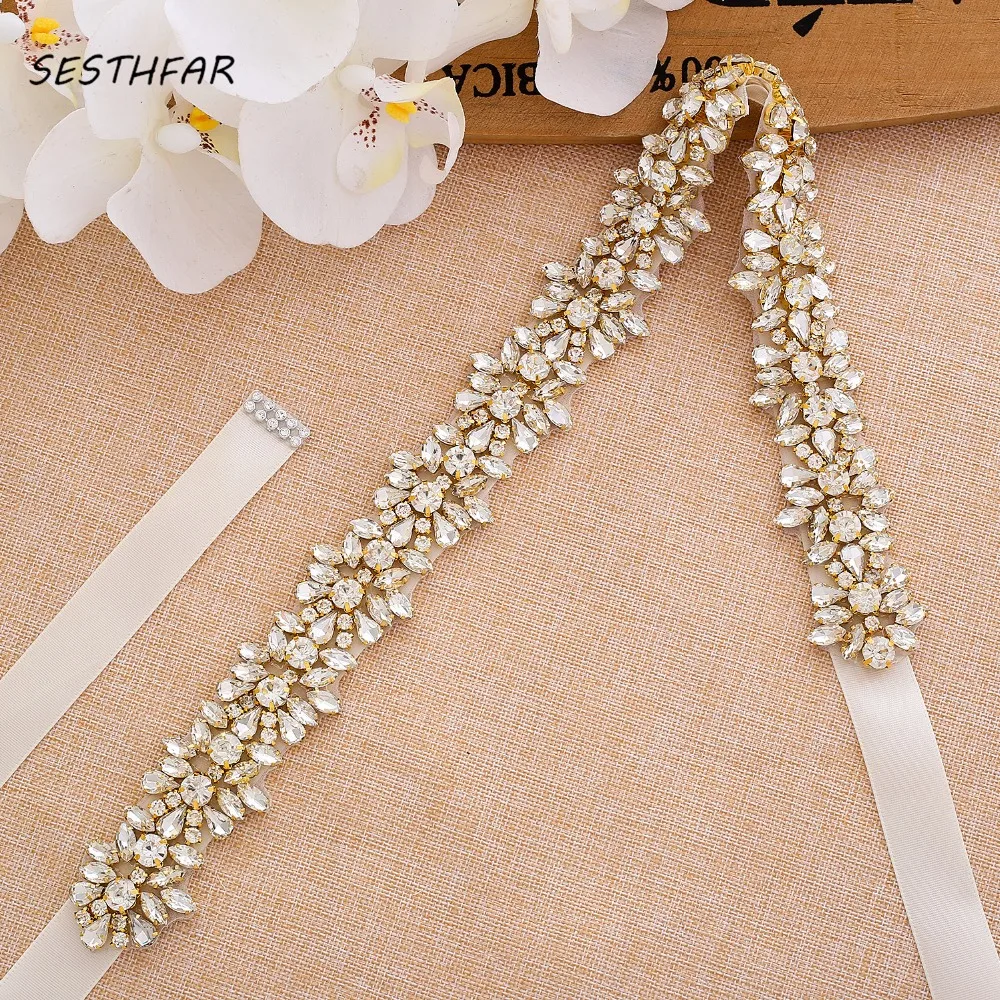 SESTHFAR Gold Bridal Belt Rhinestones Diamond Crystal Wedding Belts Flower Bridal Sash For Wedding Accessories
SESTHFAR Gold Bridal Belt Rhinestones Diamond Crystal Wedding Belts Flower Bridal Sash For Wedding Accessories