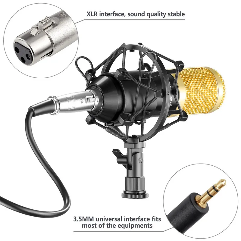 BM-800 Professional Condenser Microphone Kit:Microphone For Computer+Shock Mount+Foam Cap+Cable As BM 800 Microphone BM800
BM-800 Professional Condenser Microphone Kit:Microphone For Computer+Shock Mount+Foam Cap+Cable As BM 800 Microphone BM800