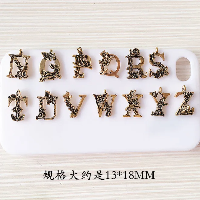 Vintage Gold Tone Alloy Charms Floral Initial Alphabet Jewelry Pendant Charms 52PCS/Lot DIY Bracelet Necklace Letters Charm
Vintage Gold Tone Alloy Charms Floral Initial Alphabet Jewelry Pendant Charms 52PCS/Lot DIY Bracelet Necklace Letters Charm