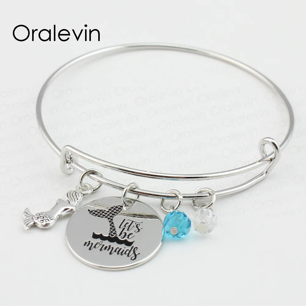 LET'S BE MERMAID Inspired Hand Stamped Engraved Pendent Charms Expandable Wire Mermaid Bracelet Bangle Gift Jewelry ,#LN110B
LET'S BE MERMAID Inspired Hand Stamped Engraved Pendent Charms Expandable Wire Mermaid Bracelet Bangle Gift Jewelry ,#LN110B
