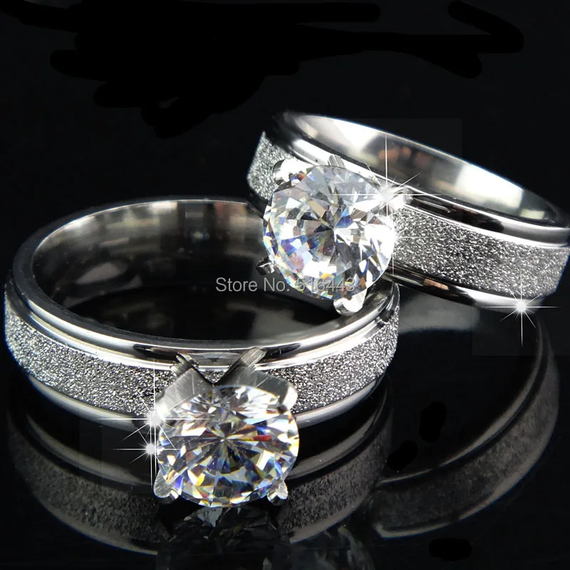 Top 10pcs Never fade Men's Women's 316L Stainless Steel 8mm CZ Frosted 18K White Gold Plated Wedding Engagement Rings A080
Top 10pcs Never fade Men's Women's 316L Stainless Steel 8mm CZ Frosted 18K White Gold Plated Wedding Engagement Rings A080