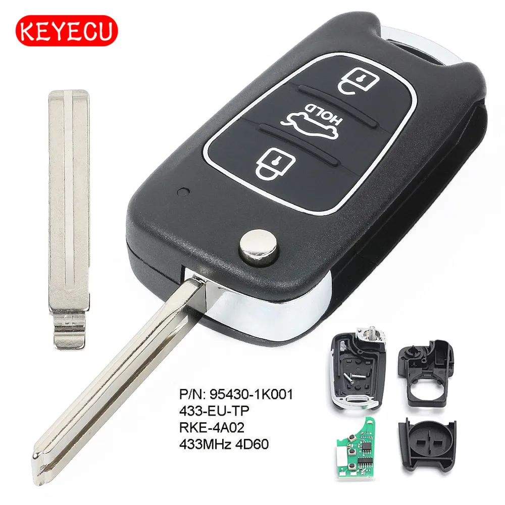 Keyecu Upgraded Flip Remote Key Fob 3 Button 433MHz ID46 Chip for Hyundai I20 2010-2015 P/N: 95430-1K000
Keyecu Upgraded Flip Remote Key Fob 3 Button 433MHz ID46 Chip for Hyundai I20 2010-2015 P/N: 95430-1K000