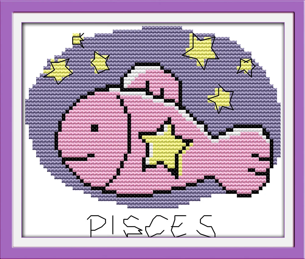 Pisces cross stitch kit 12 constellation cartoon Aida count 18ct 14ct 11ct print embroidery DIY handmade needlework supply
Pisces cross stitch kit 12 constellation cartoon Aida count 18ct 14ct 11ct print embroidery DIY handmade needlework supply