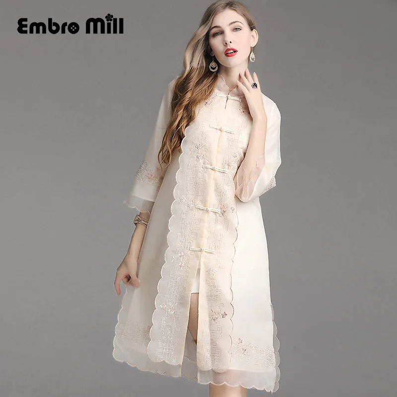 spring folk-custom Standing collar Organza embroidery Single-breasted coat fashion Thin and light elegant coat female M-XXL
spring folk-custom Standing collar Organza embroidery Single-breasted coat fashion Thin and light elegant coat female M-XXL