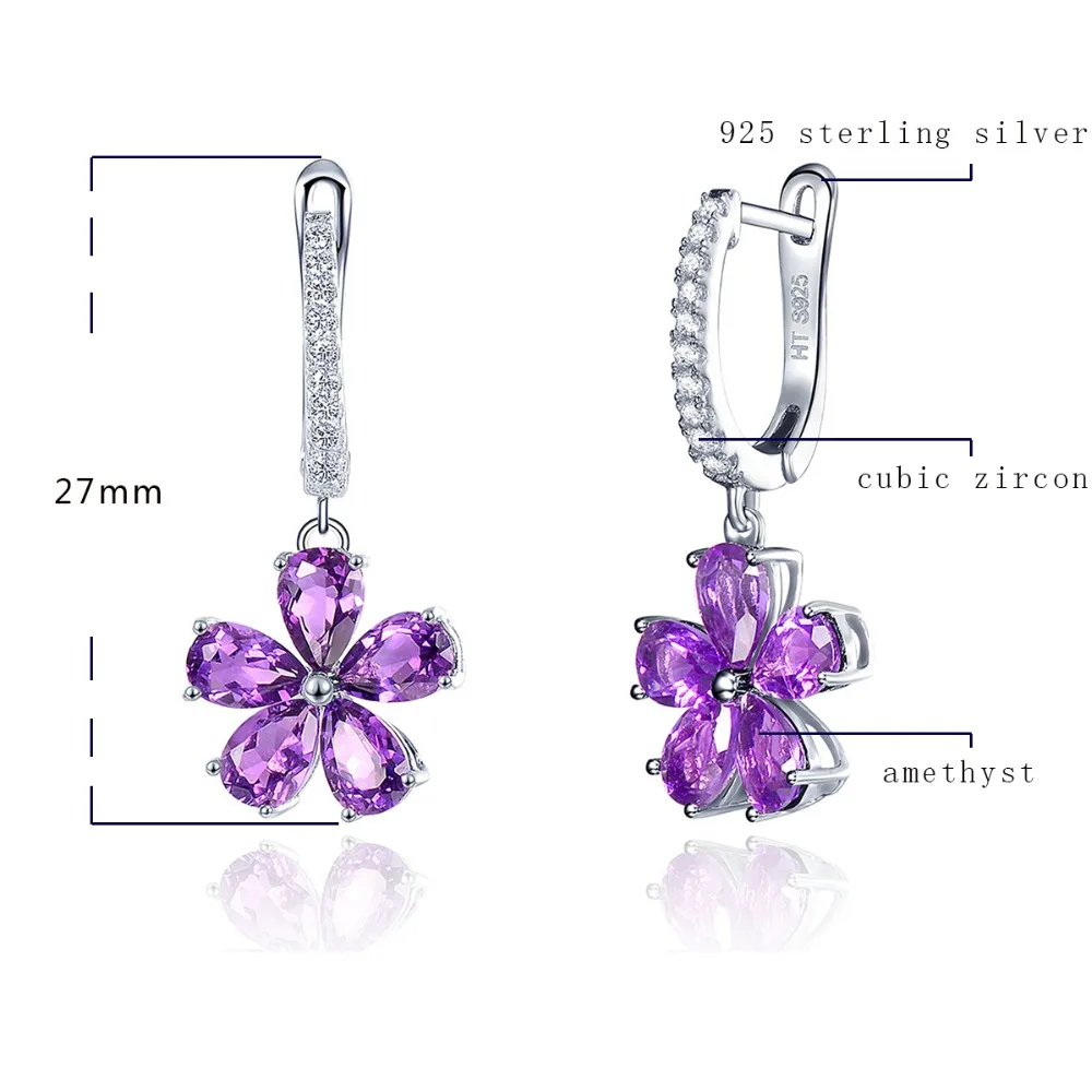 Hutang Women's Drop Earrings African Amethyst Natural Purple Gemstone Solid 925 Sterling Silver Flower Fine Jewelry New Arrival
Hutang Women's Drop Earrings African Amethyst Natural Purple Gemstone Solid 925 Sterling Silver Flower Fine Jewelry New Arrival