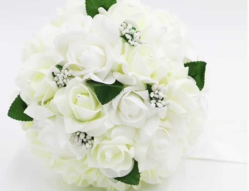 Свадебный букет невесты 10 цветов свадебный с лентами из пеноматериала|Свадебные
