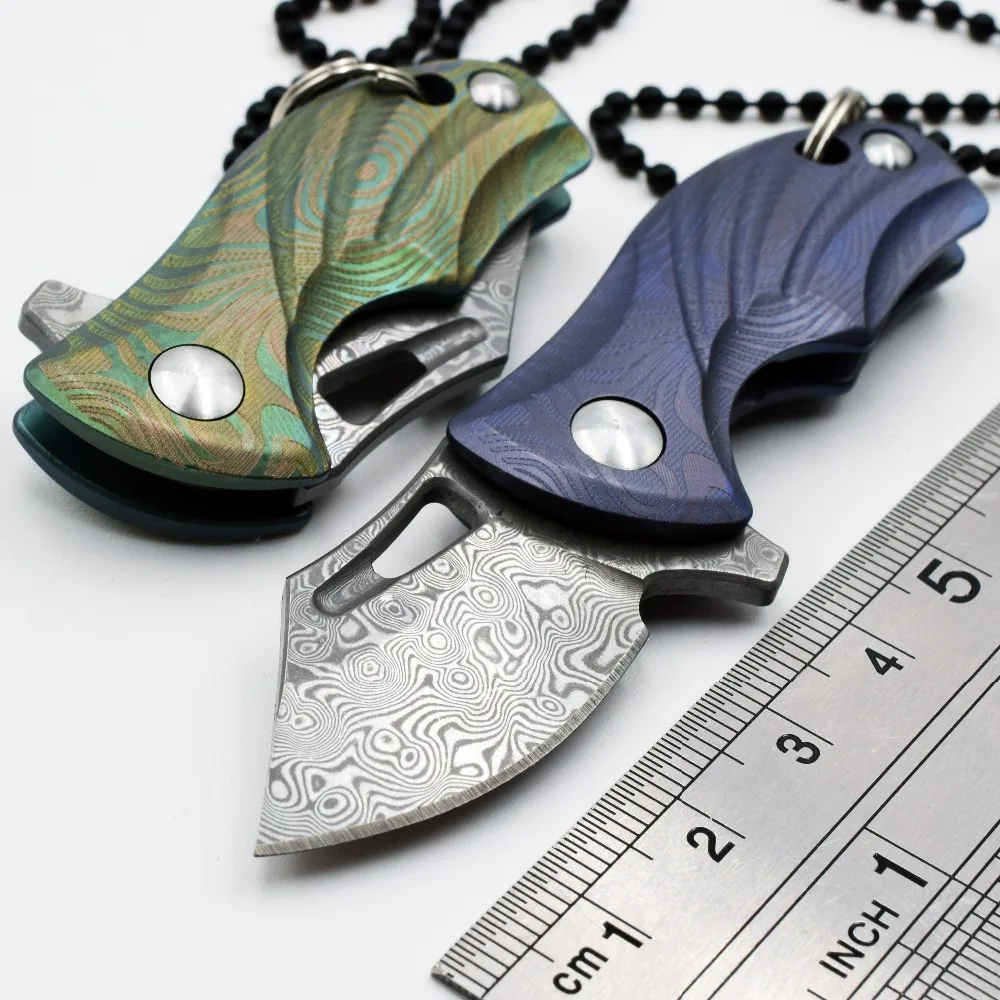 Folding Knife Carry EDC Key Ring Necklace Titanium Damascus Blade Survival Camping Tools Paper Out Of The Box Pocket Mini Knives
Folding Knife Carry EDC Key Ring Necklace Titanium Damascus Blade Survival Camping Tools Paper Out Of The Box Pocket Mini Knives