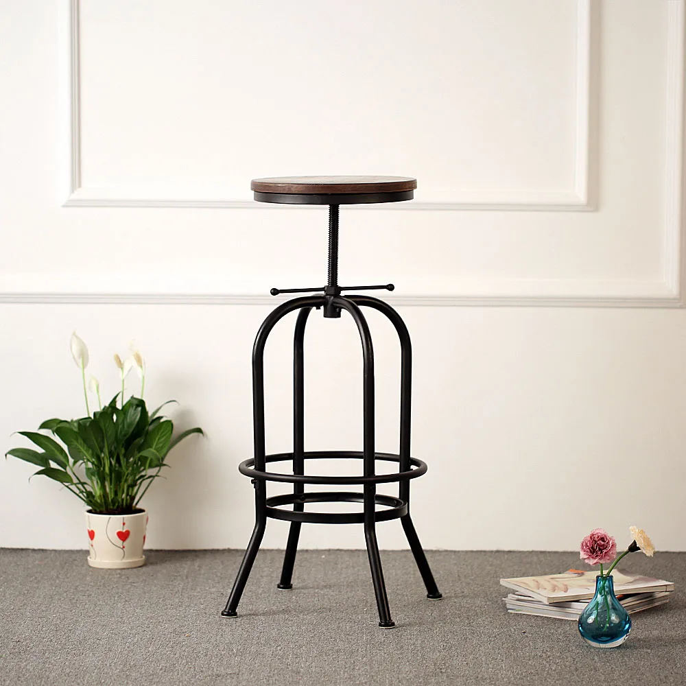 

IKayaa FR в наличии, поворотные барные стулья, промышленная мебель, табурет из сосновой древесины, кухонный обеденный стул, столешница
