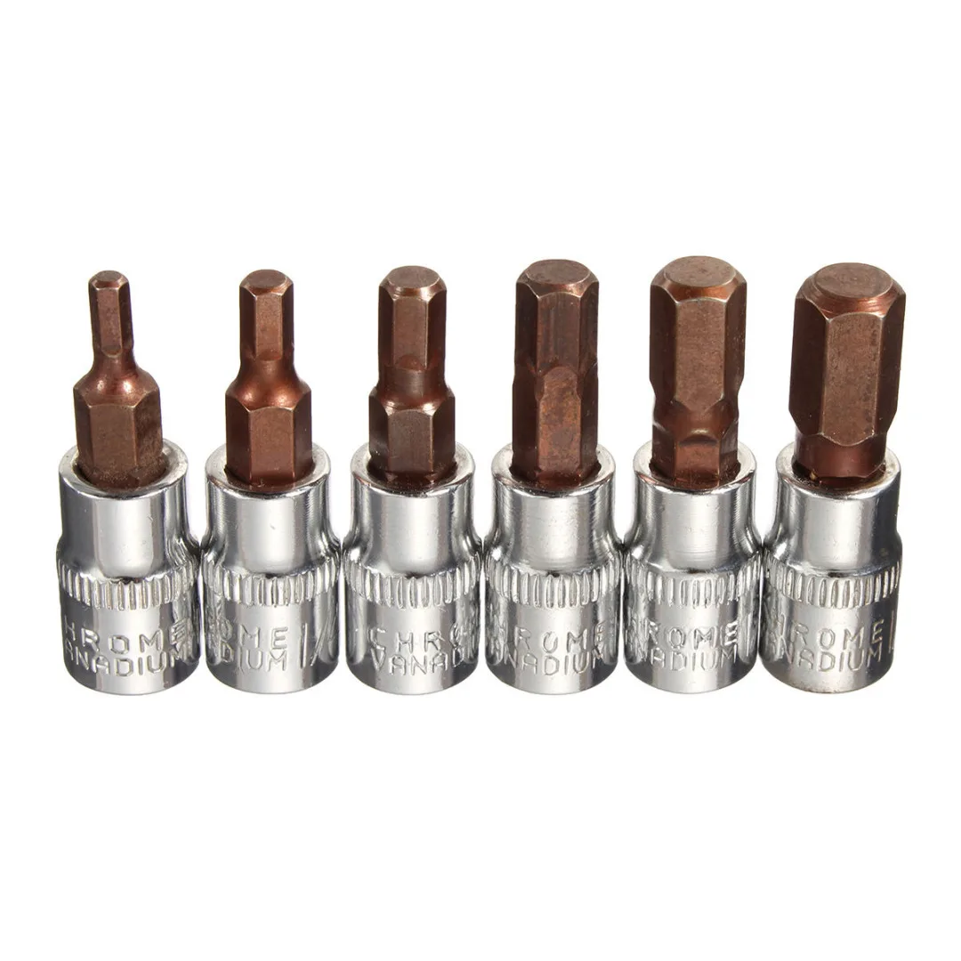 New 6pcs Aluminium Alloy Metric 1/4" Drive Hex Bit Socket Set For Parbuckle Screw
New 6pcs Aluminium Alloy Metric 1/4" Drive Hex Bit Socket Set For Parbuckle Screw