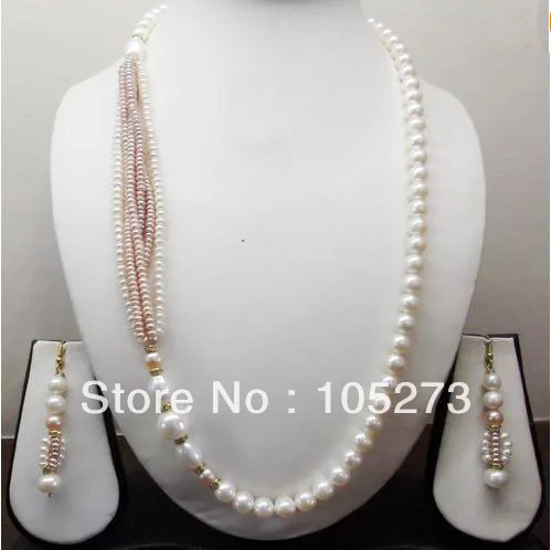 New Free Shipping Pearl Jewelry Set 18'' White Purple Mixes Freshwater Pearl Beads Necklace Earrings 2-9mm Top Quality Hot Sale
New Free Shipping Pearl Jewelry Set 18'' White Purple Mixes Freshwater Pearl Beads Necklace Earrings 2-9mm Top Quality Hot Sale