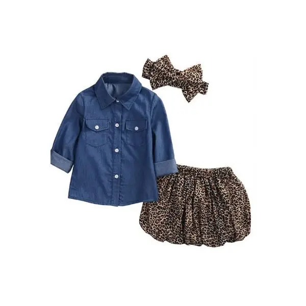 3pcs Baby Girl Boy Clothes Newborn Fashion Leopard Headband + Blue Jean Shirt+Leopard Skirt Outfit Ropa de Bebe Clothing Set
3pcs Baby Girl Boy Clothes Newborn Fashion Leopard Headband + Blue Jean Shirt+Leopard Skirt Outfit Ropa de Bebe Clothing Set