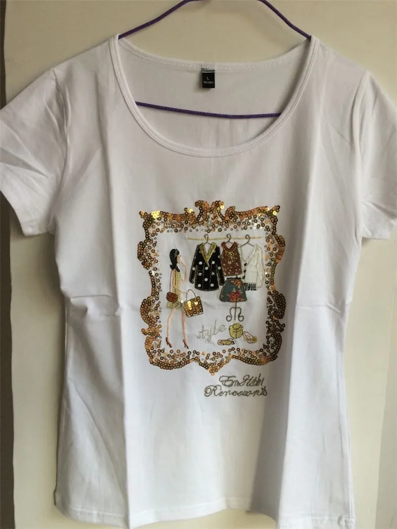 RLYAEIZ Summer Tops New Women Brand Short Sleeve Casual T-shirts Fashion Slim Sequined Embroidery T shirt For Women Top Tees
RLYAEIZ Summer Tops New Women Brand Short Sleeve Casual T-shirts Fashion Slim Sequined Embroidery T shirt For Women Top Tees