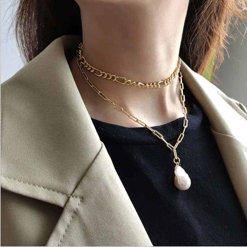 Luxury women's necklaces gold chain with pearl industrial style simple elegant party punk necklace fashion sexy top accessories
Luxury women's necklaces gold chain with pearl industrial style simple elegant party punk necklace fashion sexy top accessories