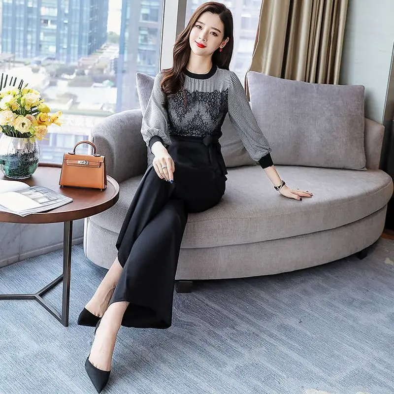 New 2019 Spring Women Clothes Sets Female Blouse Tops + Wide Leg Pant Two Piece Set Ladies Vintage Slim Tracksuit Outfits F184
New 2019 Spring Women Clothes Sets Female Blouse Tops + Wide Leg Pant Two Piece Set Ladies Vintage Slim Tracksuit Outfits F184