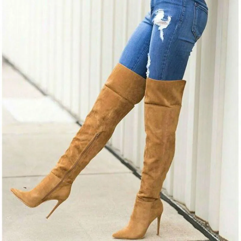 Tan Wide Calf Women Long Boots Pointy Toe Stiletto Heeled Thigh High Boots For Ladies Sexy High Heels Botas Zip Size 39
Tan Wide Calf Women Long Boots Pointy Toe Stiletto Heeled Thigh High Boots For Ladies Sexy High Heels Botas Zip Size 39