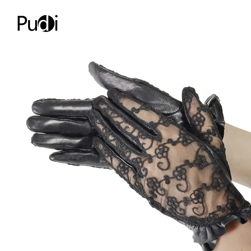 Женские кружевные перчатки PUDI GL824 из натуральной кожи модные сексуальные