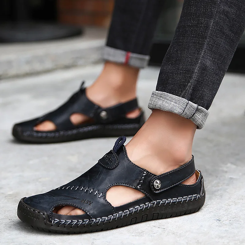 Genuine Leather Men's Sandals Summer Clogs Big Size 45-48 Hollow Sewing Black Shoes For Men Slip-On Soft Casual Sandals Male
Genuine Leather Men's Sandals Summer Clogs Big Size 45-48 Hollow Sewing Black Shoes For Men Slip-On Soft Casual Sandals Male
