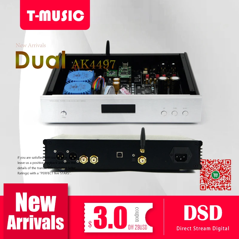 2019 новая версия Hifi Dual AK4497 XMOS XU208 + Bluetooth 5 0 DAC декодер W/2x трансформатор talema поддержка
