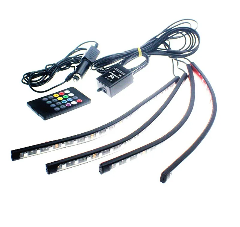 Car Atmosphere Light Interior LED strip Light 4 Pcs/Set 7 Color Changable Car Decoration DC12V Music Rhythm Lamp Strips 18 leds
Car Atmosphere Light Interior LED strip Light 4 Pcs/Set 7 Color Changable Car Decoration DC12V Music Rhythm Lamp Strips 18 leds