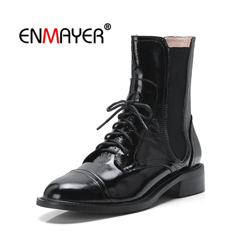 ENMAYER Women Ankle Boots Size 34-40 Causal High Heels Thick Heel Fashion Boots Pointed Toe Shoes Real Leather Lace Up CR1672
ENMAYER Women Ankle Boots Size 34-40 Causal High Heels Thick Heel Fashion Boots Pointed Toe Shoes Real Leather Lace Up CR1672