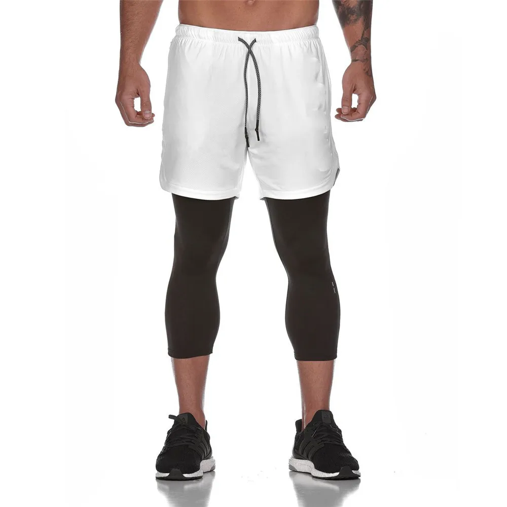 Шорты для бега мужские Леггинсы и шорты 2 в 1 спортивные брюки спортивная одежда