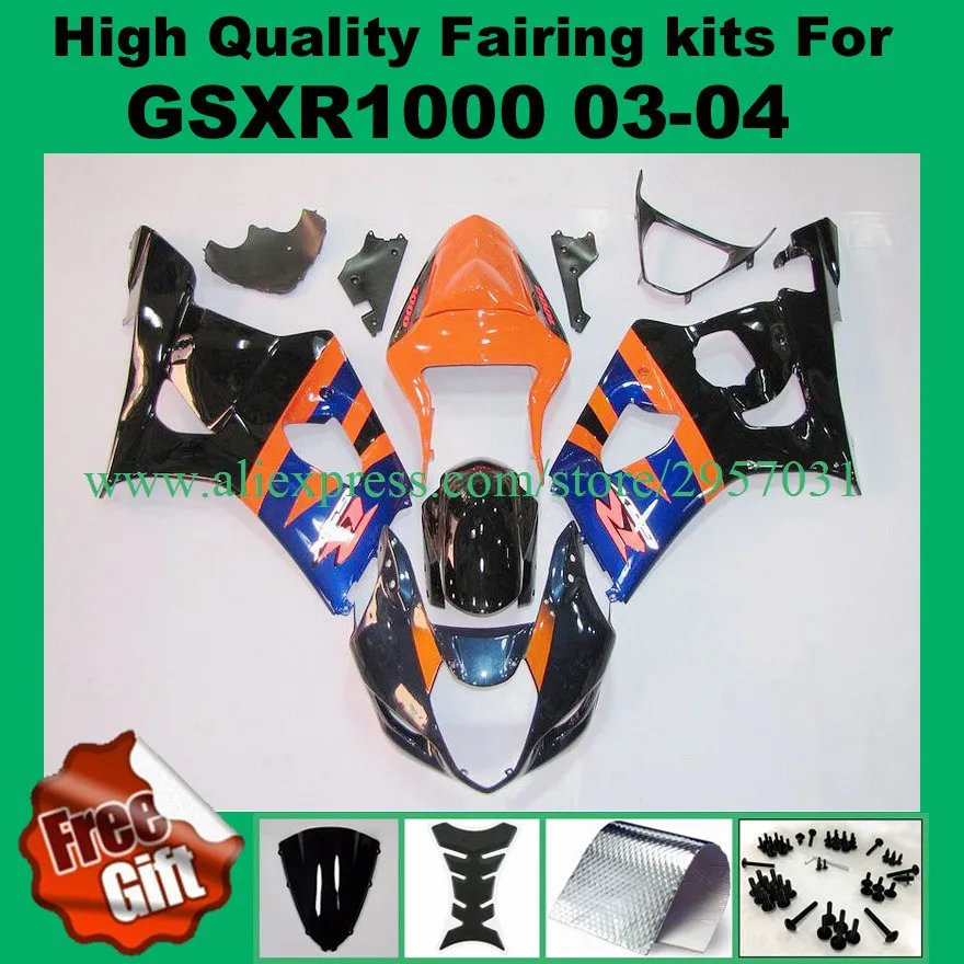 Injection fairings fit for SUZUKI GSXR1000 2003 2004 GSX-R1000 GSXR 1000 03 04 Fairing kits orange black blue #76NN7 +9gifts
Injection fairings fit for SUZUKI GSXR1000 2003 2004 GSX-R1000 GSXR 1000 03 04 Fairing kits orange black blue #76NN7 +9gifts