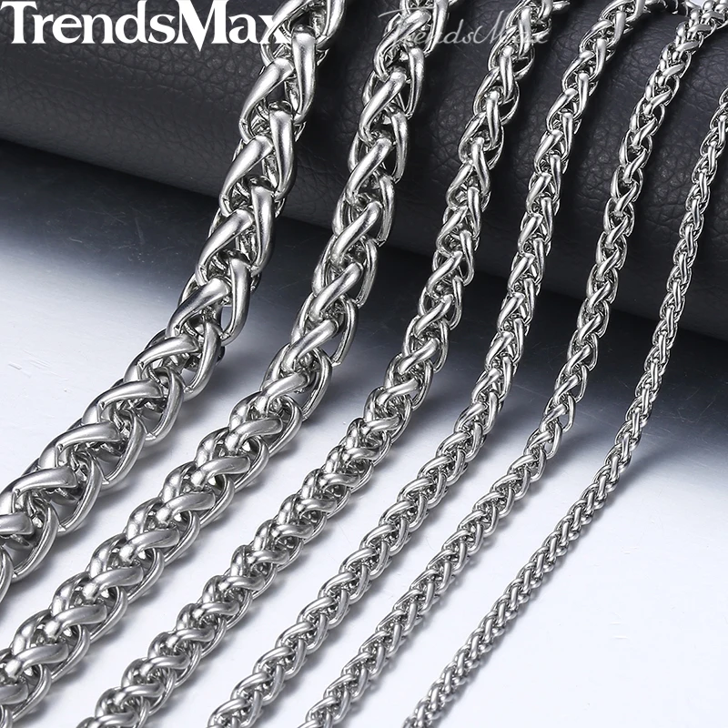3-10mm Men's Stainless Steel Necklace Round Spiga Wheat Link Chain Hip Hop Necklace Jewelry for Men 18-36" KNM11
3-10mm Men's Stainless Steel Necklace Round Spiga Wheat Link Chain Hip Hop Necklace Jewelry for Men 18-36" KNM11