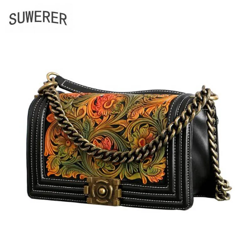 SUWERER 2020 New women genuine leather bag fashion Hand carved flowers top Luxury cowhide handbag women genuine leather handbags
SUWERER 2020 New women genuine leather bag fashion Hand carved flowers top Luxury cowhide handbag women genuine leather handbags