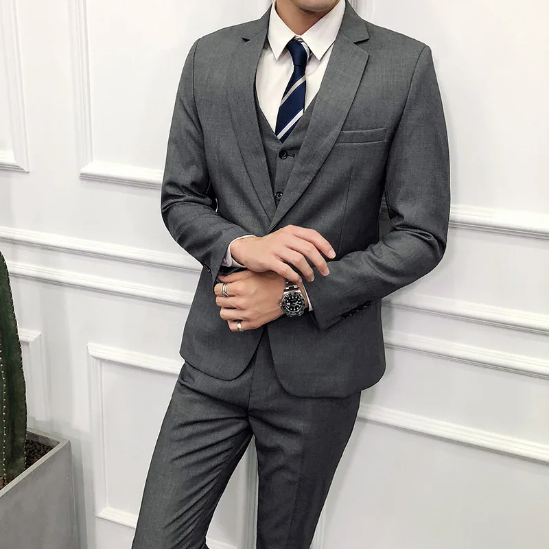 ( Jacket + Pants+Vest) Man Fashion Solid Color Male Formal Business Double-breasted Suit Set Trajes De Hombre
( Jacket + Pants+Vest) Man Fashion Solid Color Male Formal Business Double-breasted Suit Set Trajes De Hombre