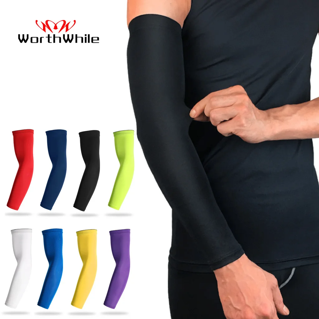 WorthWhile Sports Arm Compression Sleeve Basketball Cycling Warmer Summer Running UV Protection Volleyball Sunscreen Bands |