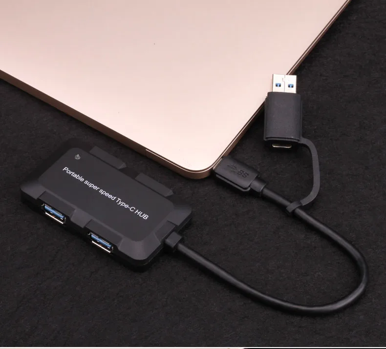 USB-C Portable Compact Design 5Gbps USB 3.0 4 Port Hub USB3.0 Splitter Adapter 2 IN 1 USB Type-c Hub
USB-C Portable Compact Design 5Gbps USB 3.0 4 Port Hub USB3.0 Splitter Adapter 2 IN 1 USB Type-c Hub
