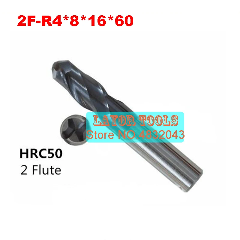 2019 Cnc Router Bits 2f-r4.0*8*16*60 hrc50 carbide End Mills Carbide Square Flatted Mill coating:nano factory Outlet | Инструменты