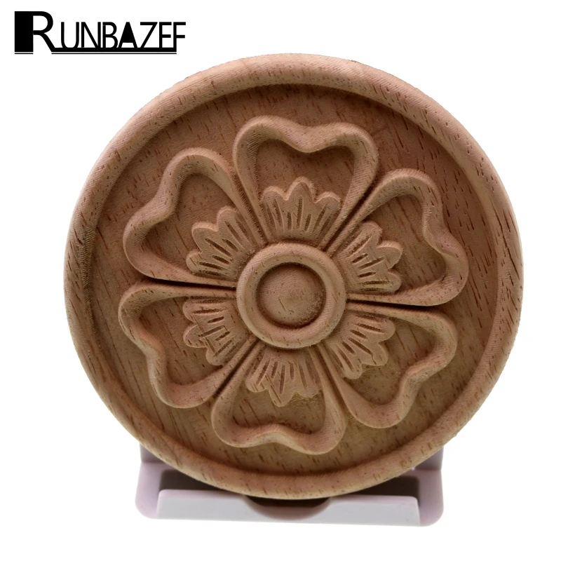 RUNBAZEF Kawaii резьба по натуральному дереву аппликации для мебели шкафа неокрашенные