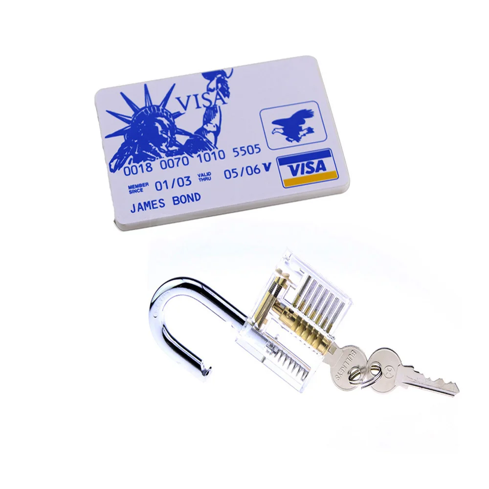 Free Shipping Card Locksmith Tool with Transparent Lock for Practice Set 5pcs Mini Lock Tools Hide in James Card
Free Shipping Card Locksmith Tool with Transparent Lock for Practice Set 5pcs Mini Lock Tools Hide in James Card