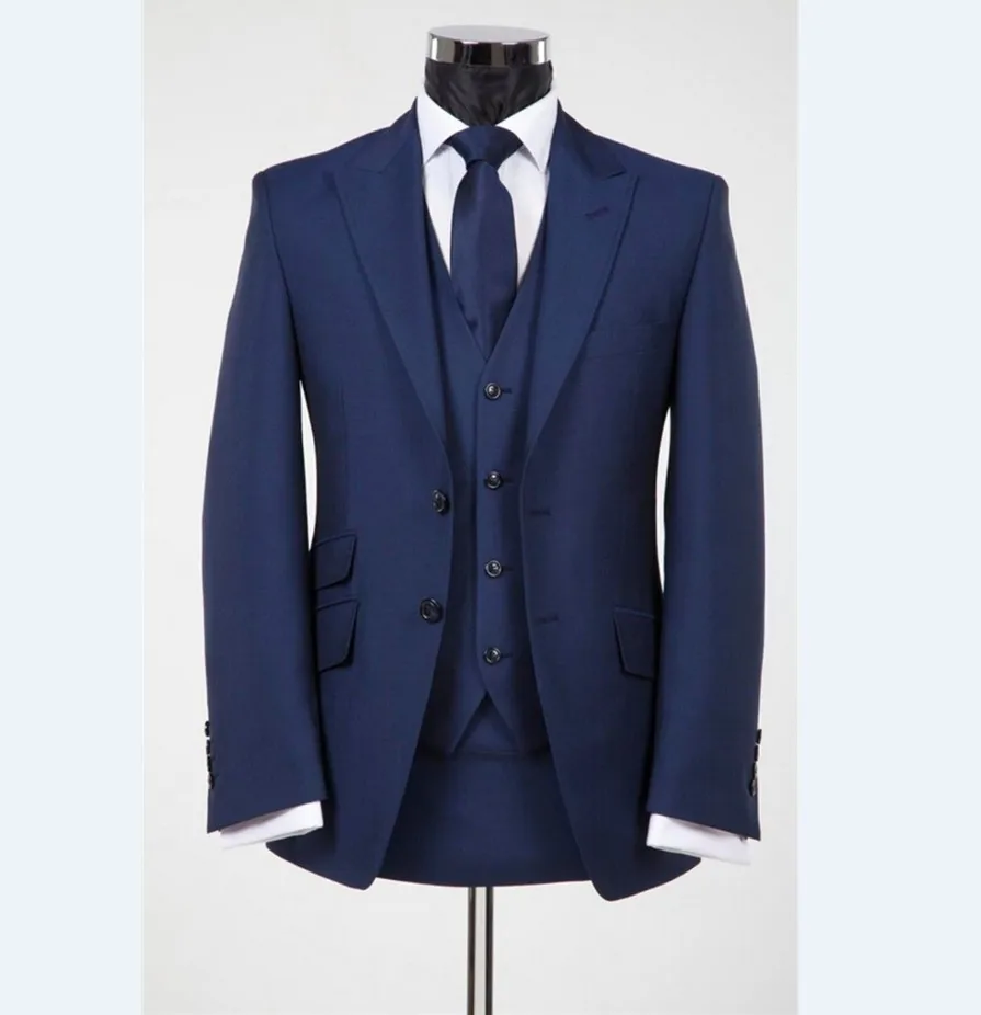 Ticket Pocket Groom Tuxedo Navy Blue Groomsmen Peak Lapel Wedding/Dinner Suits Best Man Bridegroom (Jacket+Pants+Tie+Vest) B454
Ticket Pocket Groom Tuxedo Navy Blue Groomsmen Peak Lapel Wedding/Dinner Suits Best Man Bridegroom (Jacket+Pants+Tie+Vest) B454