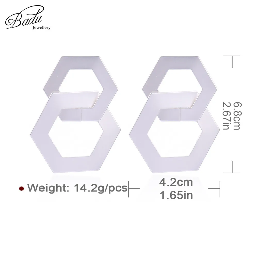 Badu Hollowing Hexagon Metallic Earring Big Geometric Studs Women Geometric Punk Jewelry for Christmas Jewelry Wholesale
Badu Hollowing Hexagon Metallic Earring Big Geometric Studs Women Geometric Punk Jewelry for Christmas Jewelry Wholesale