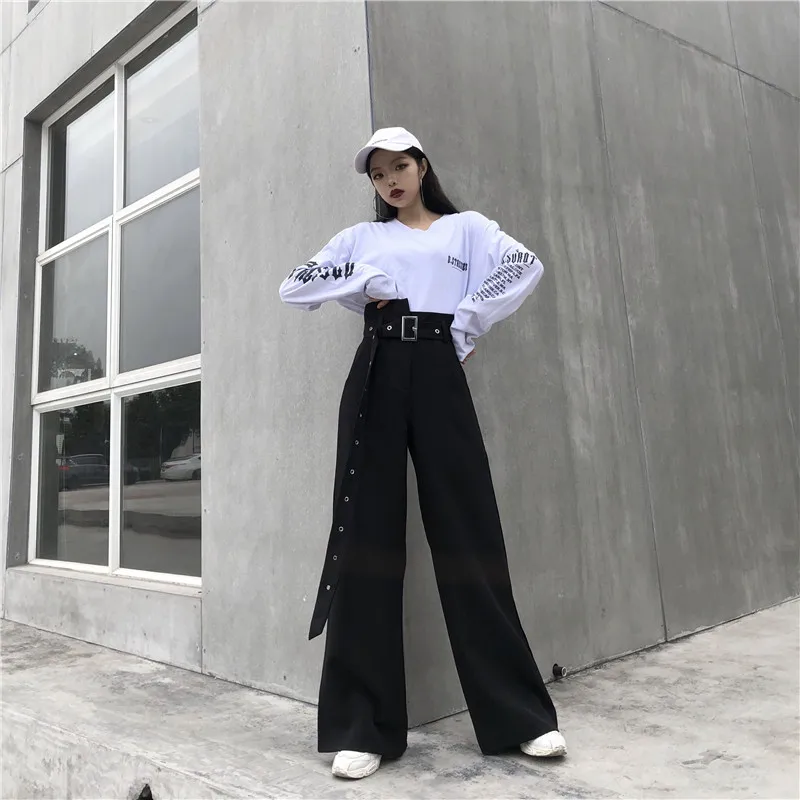 Women's Clothing harajuku Korean Solid black wide leg pants Casual Chic streetwear loose pants women hipster New Spring Capris
Women's Clothing harajuku Korean Solid black wide leg pants Casual Chic streetwear loose pants women hipster New Spring Capris