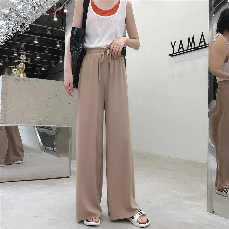 2021 Wide Leg Pants High Waist Women Loose Harajuku Trousers Women Leisure Elastic Waist Pure Black Summer Pants Pantalon femme
2021 Wide Leg Pants High Waist Women Loose Harajuku Trousers Women Leisure Elastic Waist Pure Black Summer Pants Pantalon femme