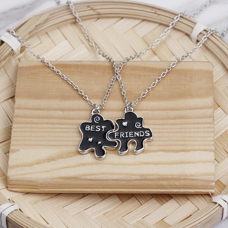 Ожерелье BFF с эмалью ожерелье подвеской Best Friends forever для двух девушек черное