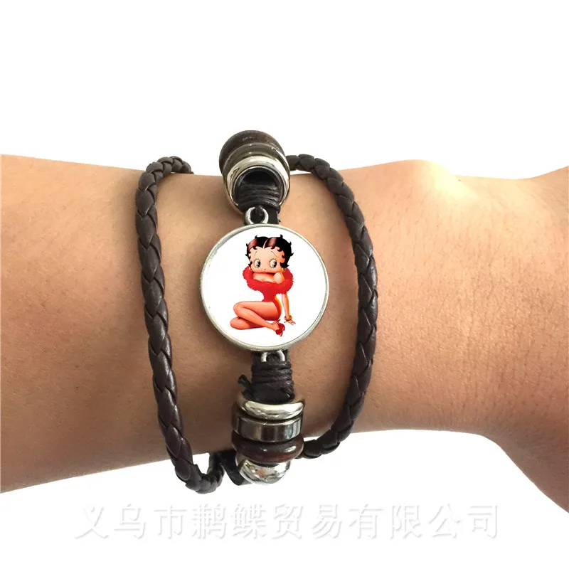 1pcs 20mm Round Glass Cabochon Handmade Betty Boop Bracelet For Fridends Black/Brown 2 Color Leather Cords Adjustable Bangle
1pcs 20mm Round Glass Cabochon Handmade Betty Boop Bracelet For Fridends Black/Brown 2 Color Leather Cords Adjustable Bangle
