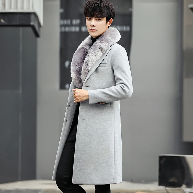 Grey Trench Coats Mens Long Coat 4XL Mens Black Abrigo Hombre Fur Collar Mont Erkek Mens Long Jackets Slim Fit 2018 Winter Coats
Grey Trench Coats Mens Long Coat 4XL Mens Black Abrigo Hombre Fur Collar Mont Erkek Mens Long Jackets Slim Fit 2018 Winter Coats
