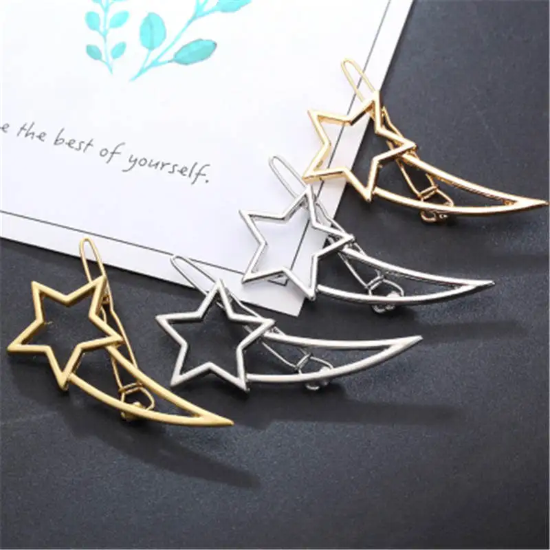Women Girls Fashion Hair Pins Hollow Pentagram moon Hair Clip Barrette Wedding Party Hair Accessories
Women Girls Fashion Hair Pins Hollow Pentagram moon Hair Clip Barrette Wedding Party Hair Accessories