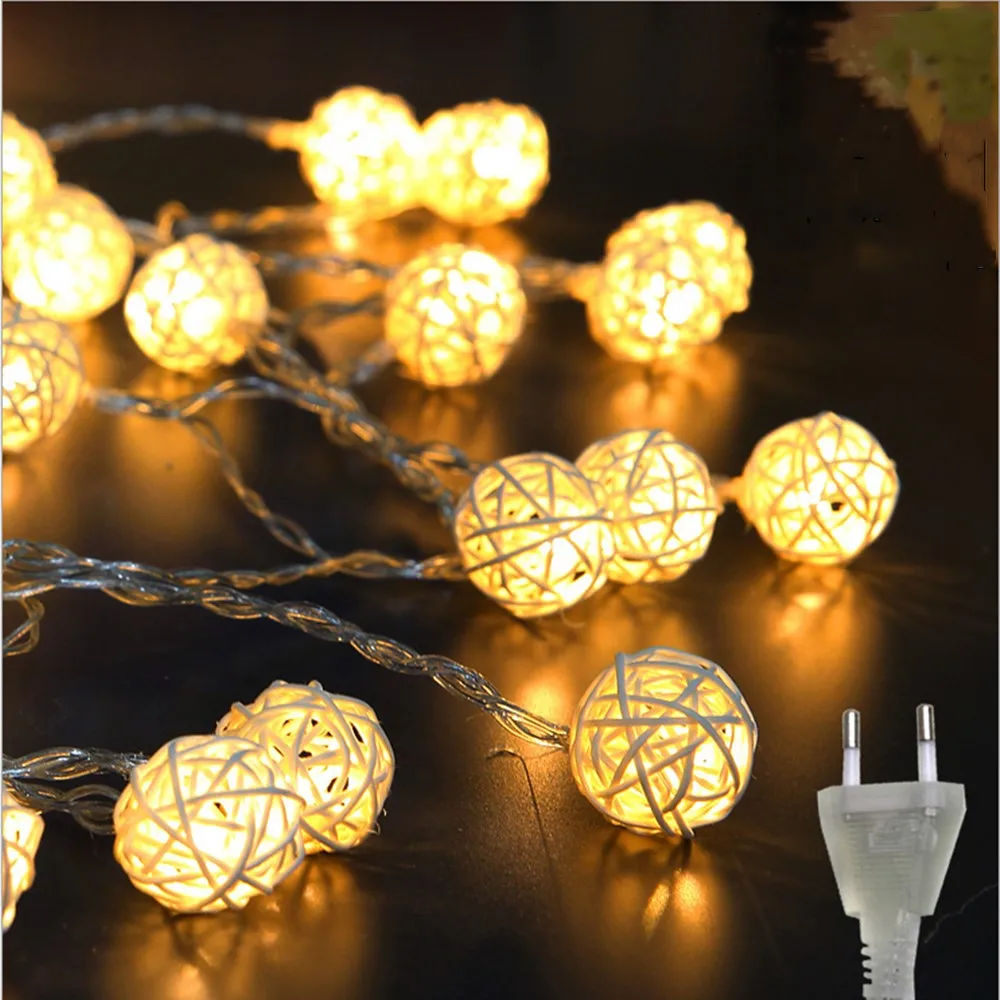 6M 40LED 220V Indoor Light Garland Decoration Rattan Ball Light String Holiday Wedding Christmas Party Bedroom Fairy Lights
6M 40LED 220V Indoor Light Garland Decoration Rattan Ball Light String Holiday Wedding Christmas Party Bedroom Fairy Lights