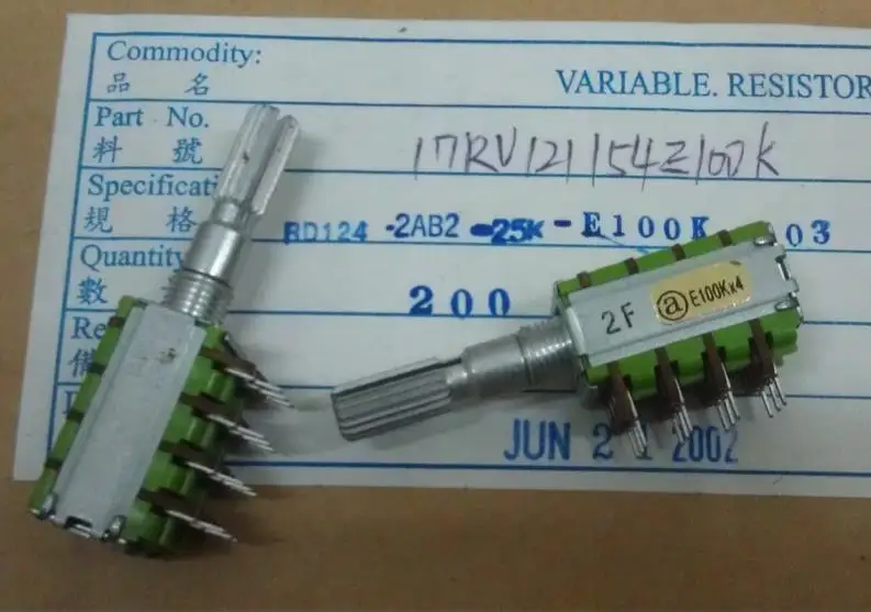 

2PCS/LOT Taiwan ALPHA Alfa RD124F-25 precision potentiometer, E100K*4 axis long, 25MM quadruple, 12 feet