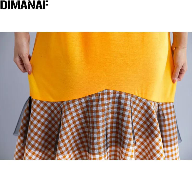 DIMANAF 2020 Summer Women Plus Size Dress Cotton Patchwork Lace Show Thin Plaid Female Lady Loose Elegant Fashion Big Long Dress
DIMANAF 2020 Summer Women Plus Size Dress Cotton Patchwork Lace Show Thin Plaid Female Lady Loose Elegant Fashion Big Long Dress
