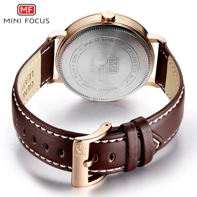 MINIFOCUS Fashion Casual Men Watches Top Brand Luxury Men's Wristwatch Quartz Watch Waterproof Brown Leather Strap Male Clocks | Наручные