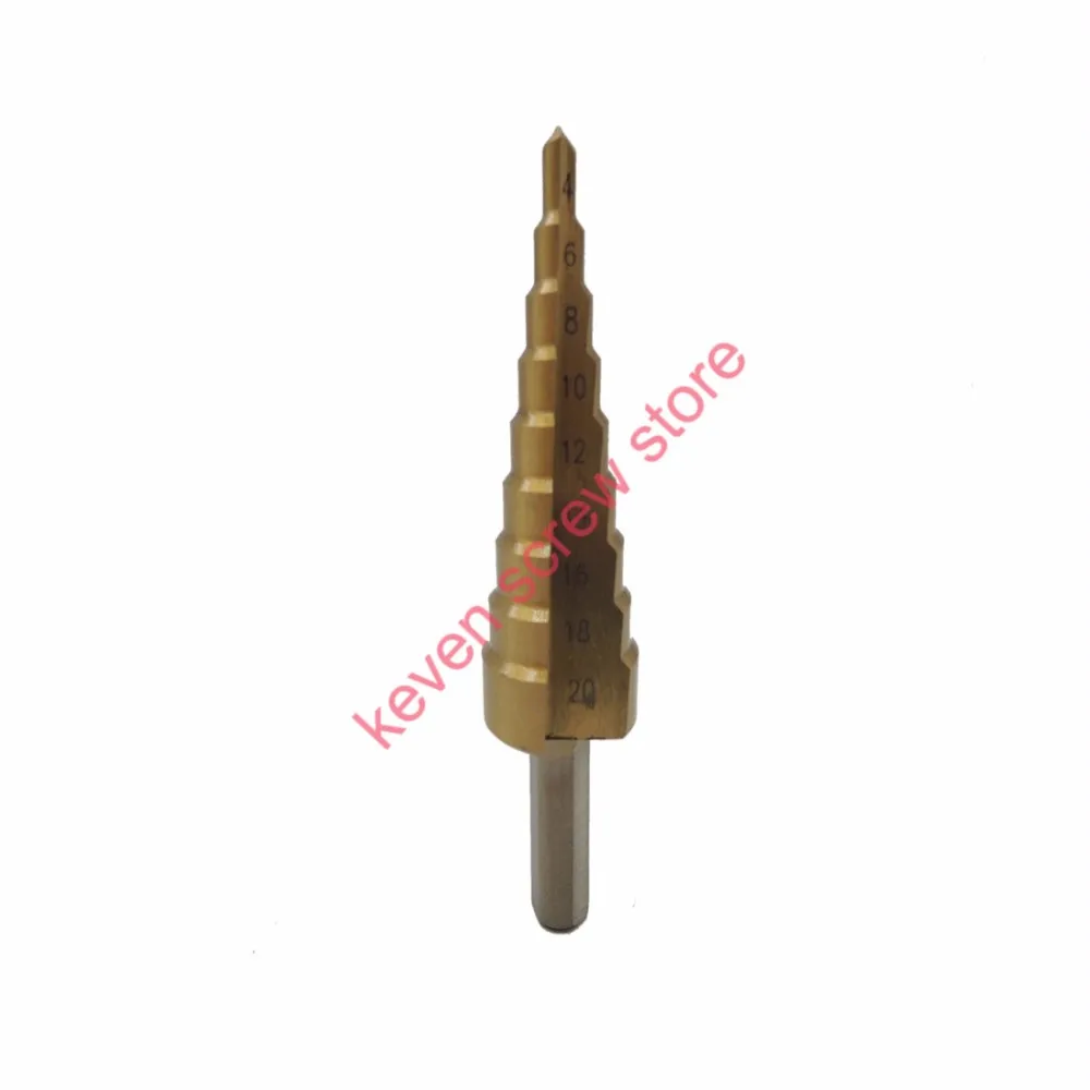 1Pcs/lot 4-20mm Professional HSS Steel Large Step Cone Titanium Coated Metal Drill Bit Cut Tool Set Hole Cutter
1Pcs/lot 4-20mm Professional HSS Steel Large Step Cone Titanium Coated Metal Drill Bit Cut Tool Set Hole Cutter