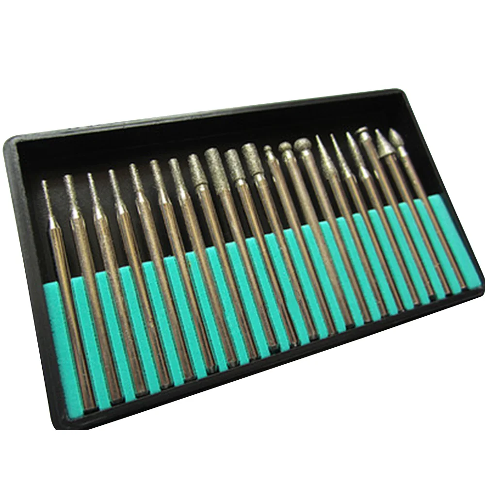 High Quality 20PC 3mm Shank Diamond Grinding Needle Carving Polishing Set Mounted Point
High Quality 20PC 3mm Shank Diamond Grinding Needle Carving Polishing Set Mounted Point