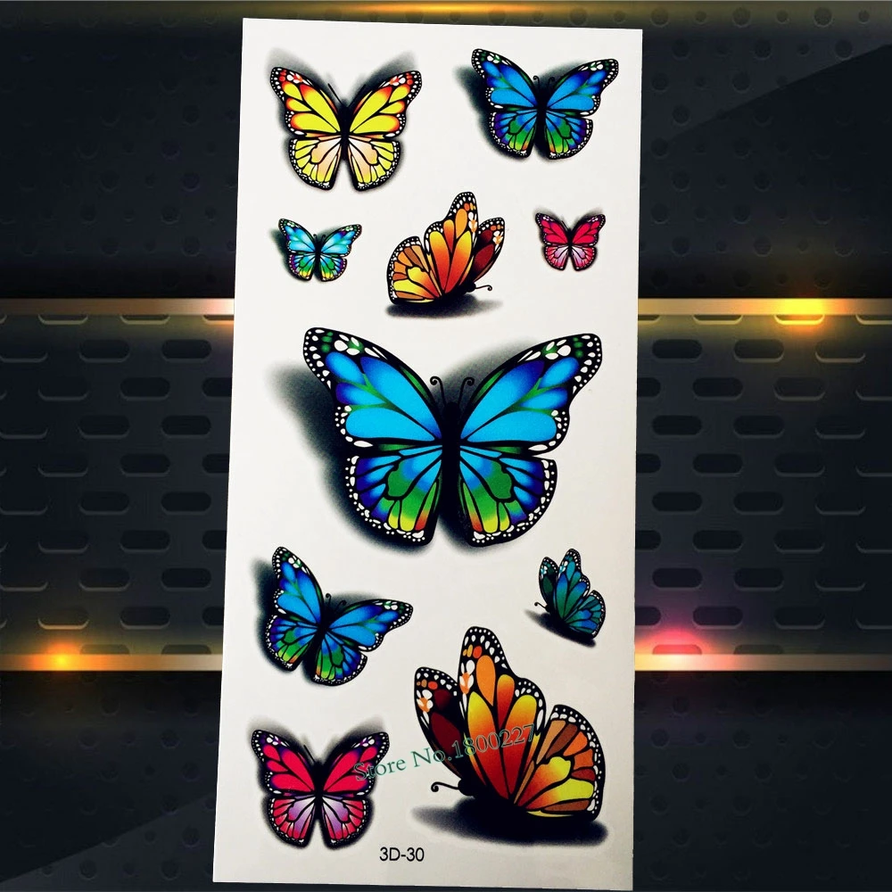

1 шт. красота флэш бабочка переводная Вода Временные татуировки женский боди-арт макияж тату наклейки P3D-30 3D бабочка тату для детей